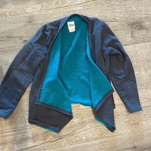 Cute little gray and turquoise sweater! Girls size small or (6/6x)